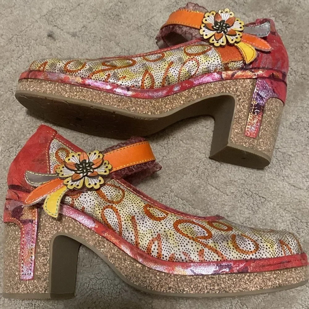 Spring Step Multicolor Floral Heels - Picture 2 of 4